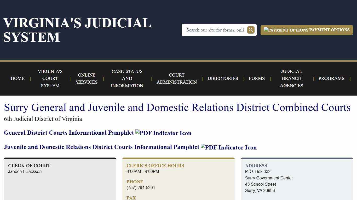 Surry General and Juvenile and Domestic Relations District Combined Courts | Virginia Court System